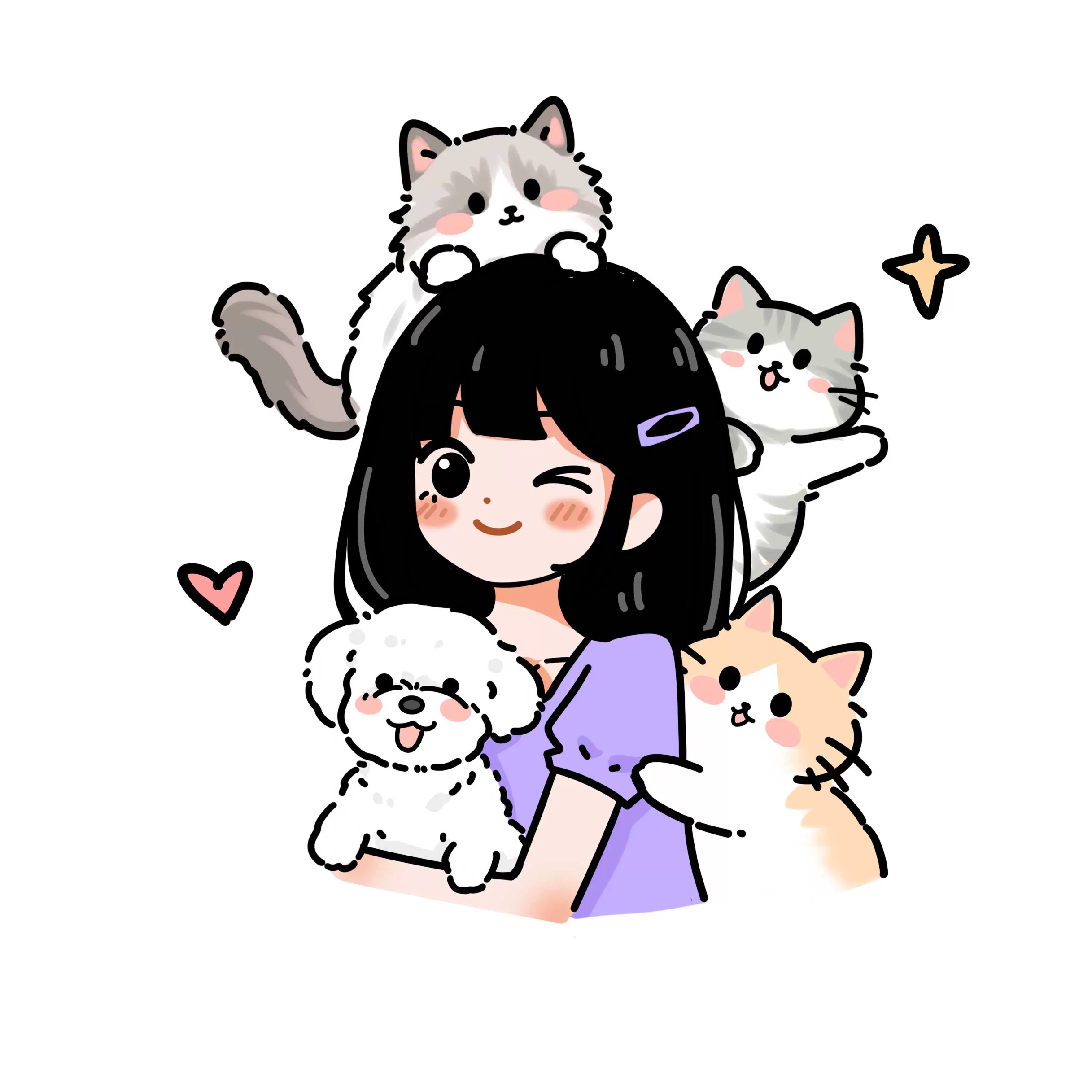 Cute Q Version Custom Hand-Drawn Avatar | 2 People Or 1 Person+1 Pet Only $9.9 photo review