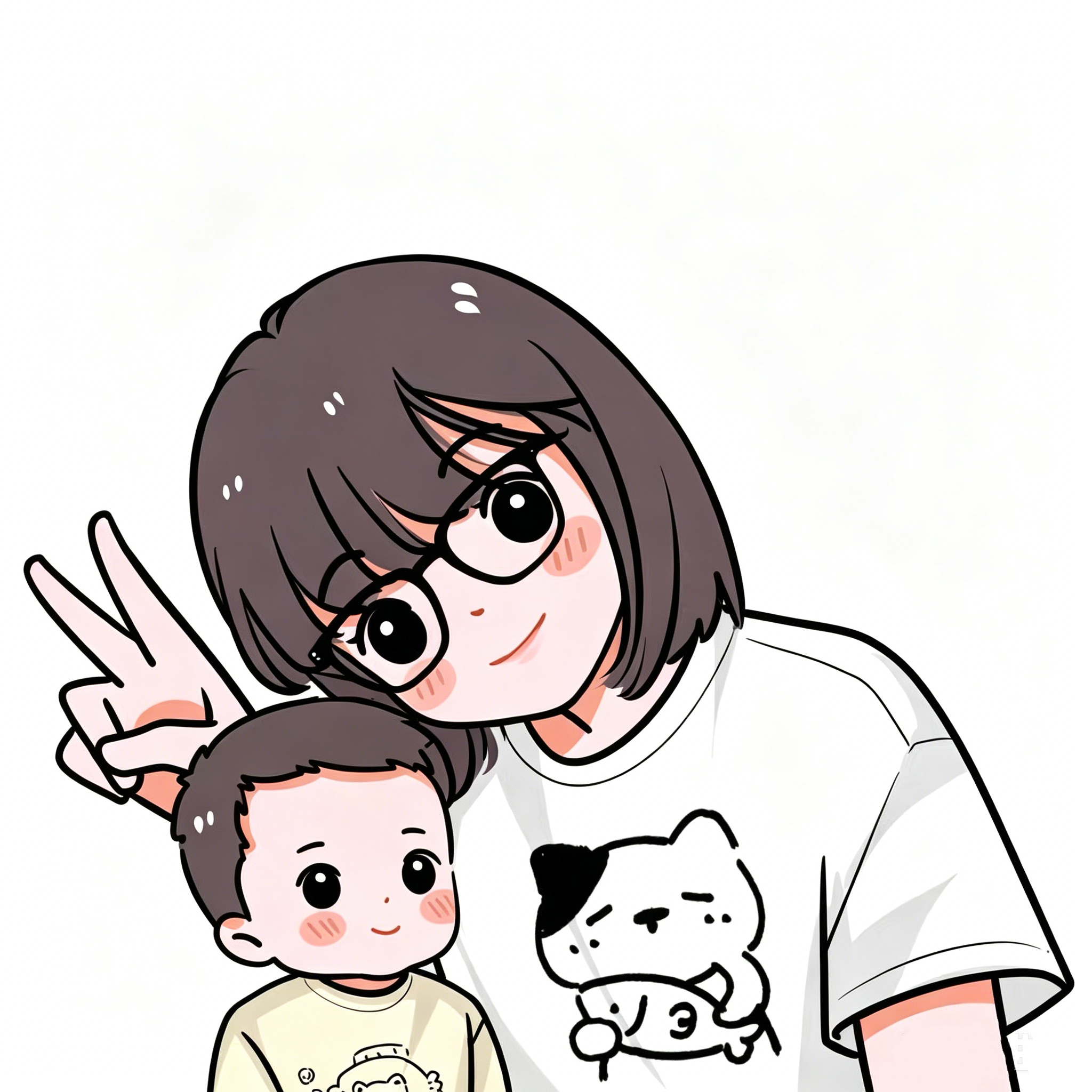 Cute Q Version Custom Hand-Drawn Avatar | 2 People Or 1 Person+1 Pet Only $9.9 photo review