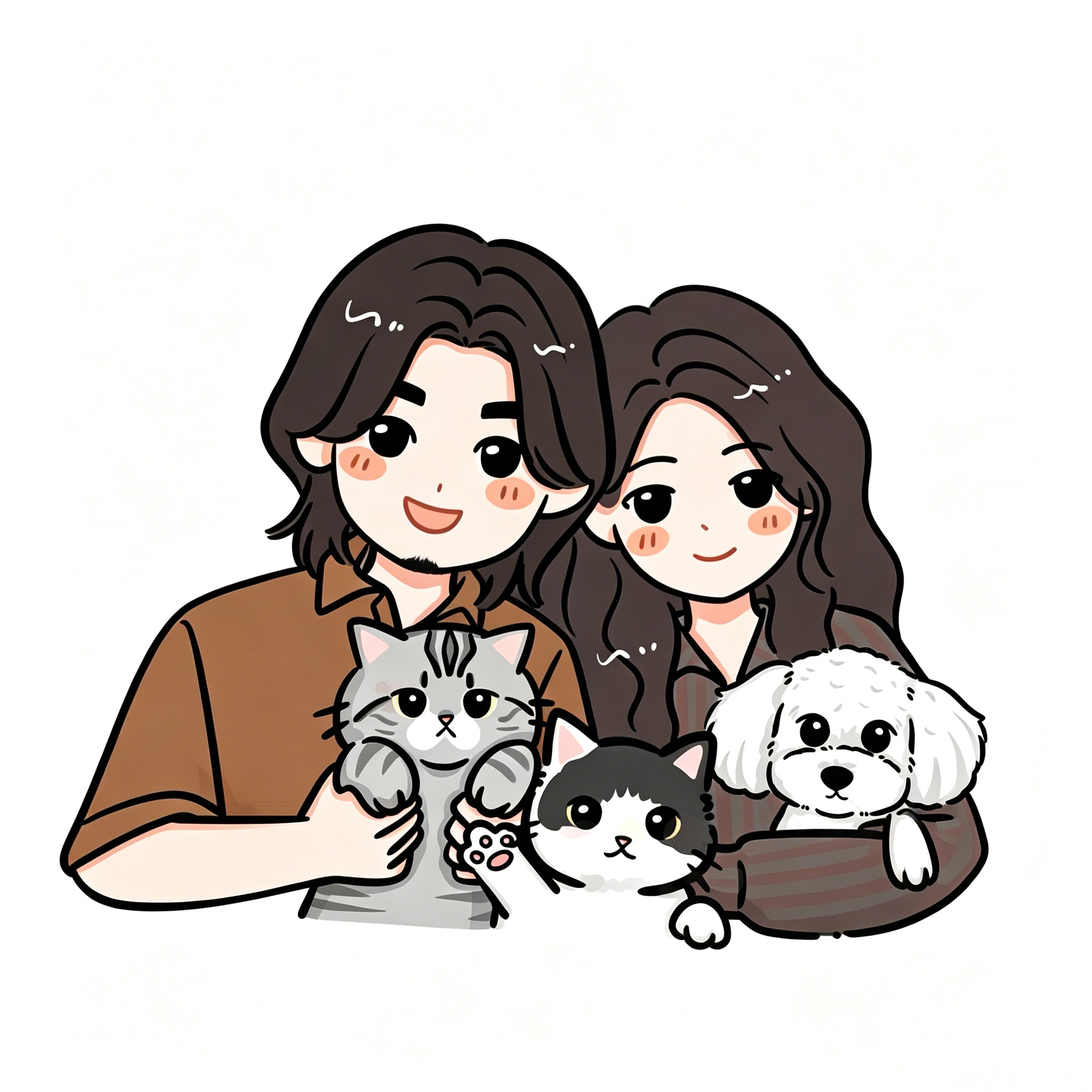 Cute Q Version Custom Hand-Drawn Avatar | 2 People Or 1 Person+1 Pet Only $9.9 photo review