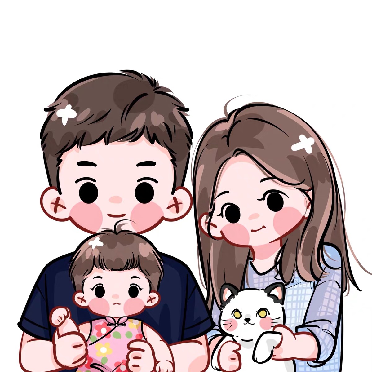Cute Q Version Custom Hand-Drawn Avatar | 2 People Or 1 Person+1 Pet Only $9.9 photo review