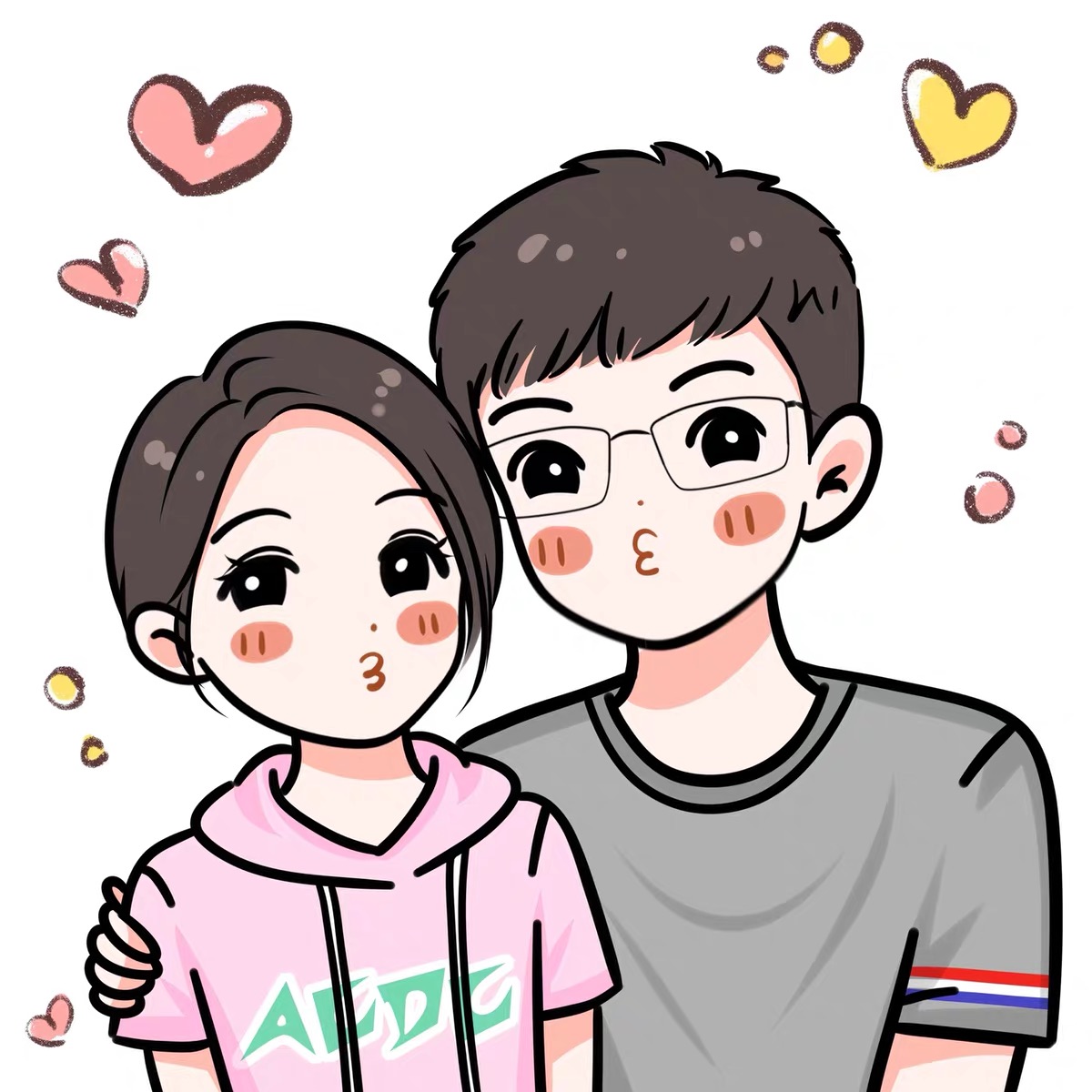 Cute Q Version Custom Hand-Drawn Avatar | 2 People Or 1 Person+1 Pet Only $9.9 photo review