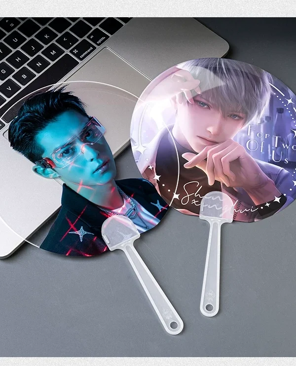 (Buy 1 Get 1 Free) Custom Clear PVC Hand Fan for K-pop Concerts, Anime Merch, Weddings & Pet Photos